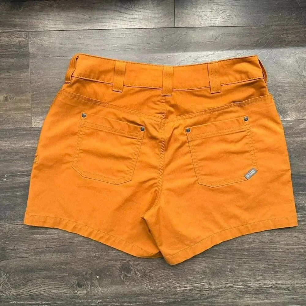 5.11 Tactical Shauna Shorts Orange 6-Pocket Bottoms Stretchy Size 4 High Rise - Picture 5 of 7
